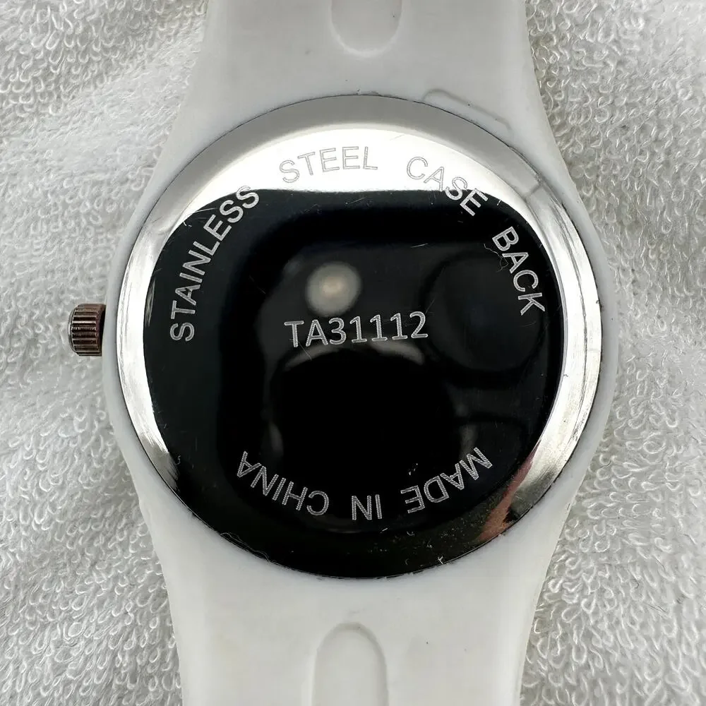 White Silicone Quartz Analog Watch Gold-Tone Accents